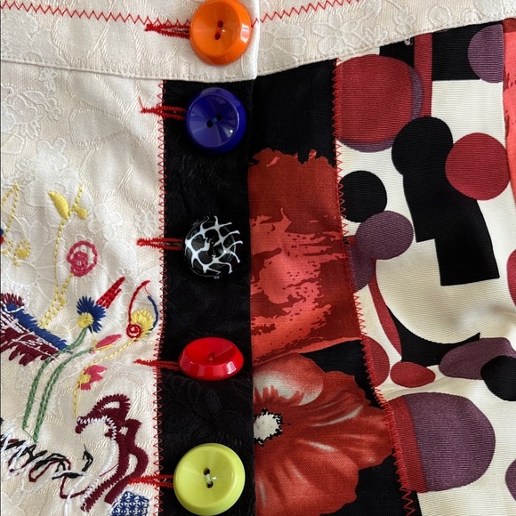 Alexo Colorful Patchwork Skirt with Button Details - Picture 4 of 7